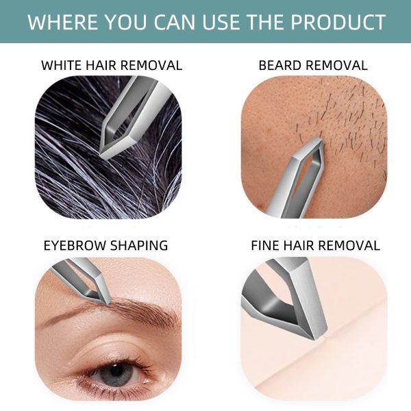 10mm Beard Tweezers with Anti-Slip Slot Cyan PU Case - Image 3