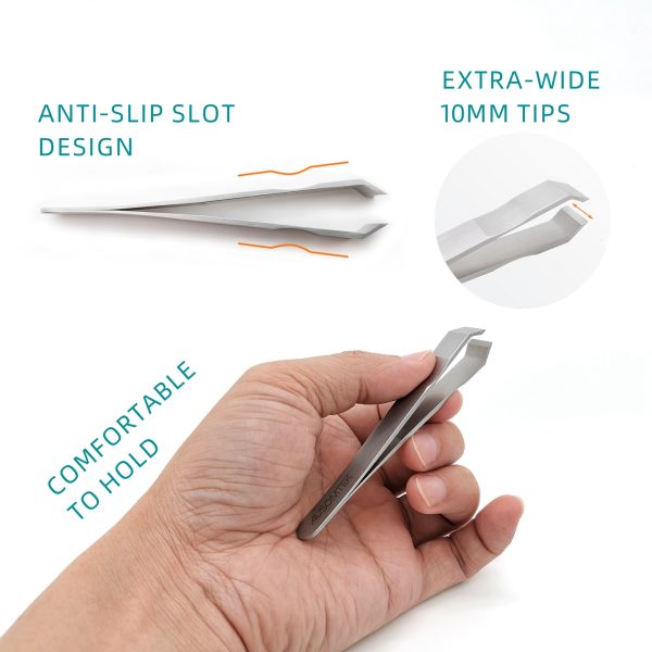 10mm Beard Tweezers with Anti-Slip Slot Cyan PU Case - Image 4