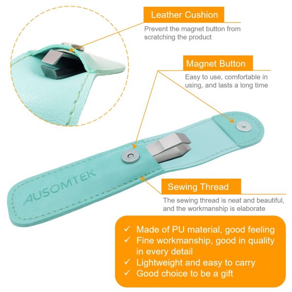 10mm Beard Tweezers with Anti-Slip Slot Cyan PU Case - Image 6