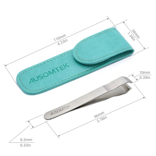 10mm Beard Tweezers with Anti-Slip Slot Cyan PU Case - Image 7