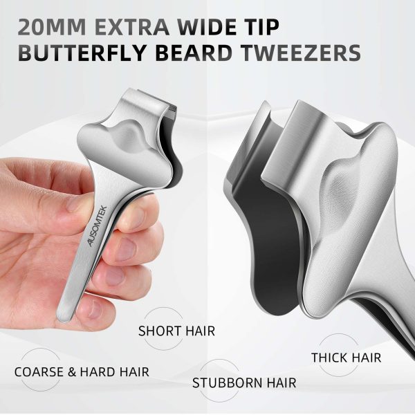 20mm Butterfly Beard Tweezers Brown PU Case - Image 3