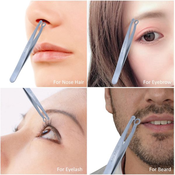 Nose Hair Trimming Tweezers Cyan PU Case - Image 2