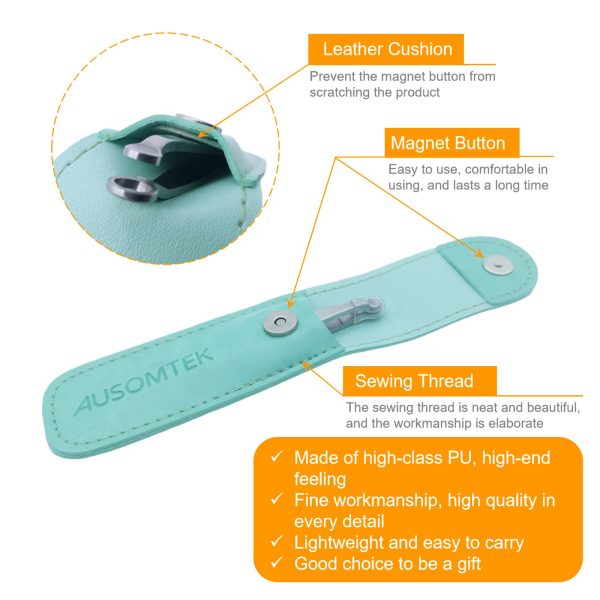 Nose Hair Trimming Tweezers Cyan PU Case - Image 3