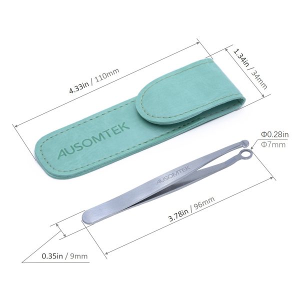 Nose Hair Trimming Tweezers Cyan PU Case - Image 5